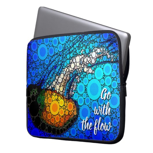 Orange Jellyfish Blauer Ozean Go with Flow Cool Laptopschutzhülle (Vorderseite Links)