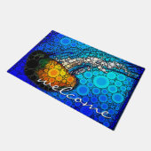 Orange Jellyfish Blue Ocean Begrüßungsskript Moder Fußmatte (Schrägansicht)