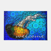 Orange Jellyfish Blue Ocean Begrüßungsskript Moder Fußmatte (Vorderseite)