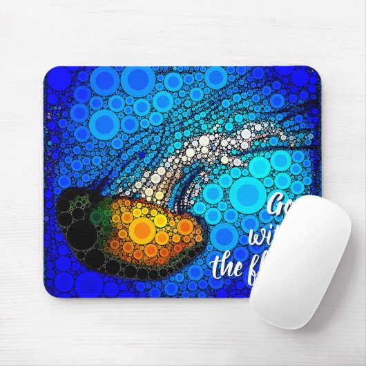 Orange Jellyfish Blue Ocean Go mit Flow Script Mousepad (Mit Mouse)