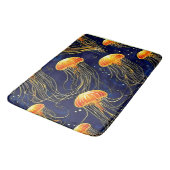 Orange Jellyfish Muster Kunst Badematte (Schrägansicht)