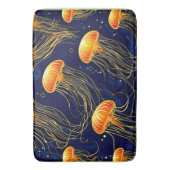 Orange Jellyfish Muster Kunst Badematte (Vorderseite Vertikal)