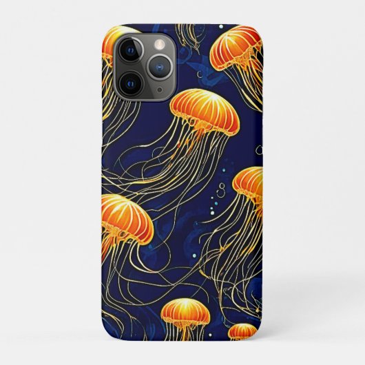 Orange Jellyfish Muster Kunst Case-Mate iPhone Hülle (Rückseite)