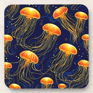 Orange Jellyfish Muster Kunst Getränkeuntersetzer