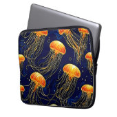 Orange Jellyfish Muster Kunst Laptopschutzhülle (Vorderseite Links)