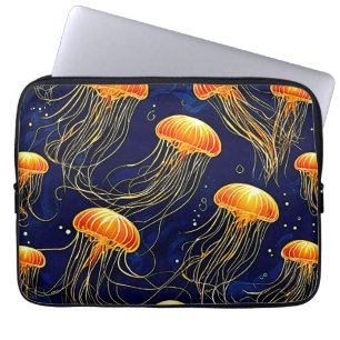 Orange Jellyfish Muster Kunst Laptopschutzhülle