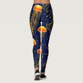 Orange Jellyfish Muster Kunst Leggings (Rückseite)