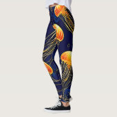 Orange Jellyfish Muster Kunst Leggings (Links)