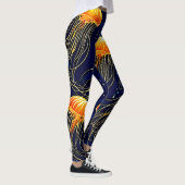 Orange Jellyfish Muster Kunst Leggings (Rechts)