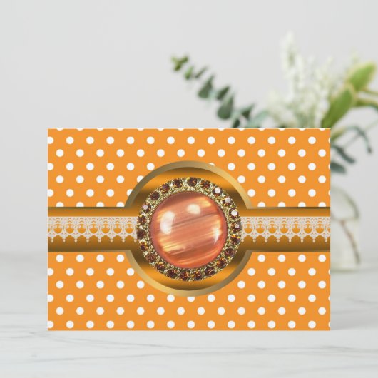 Orange Jeweled Party Einladung (Stehend Vorderseite)