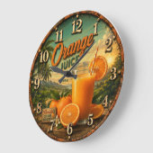 Orange Juice Kitchen Große Wanduhr (Winkel)