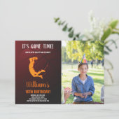 Orange Jump Basketball Einladung zum Geburtstag (Stehend Vorderseite)