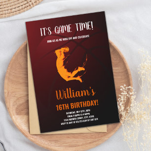 Orange Jump Basketball Geburtstagseinladungen Einladung