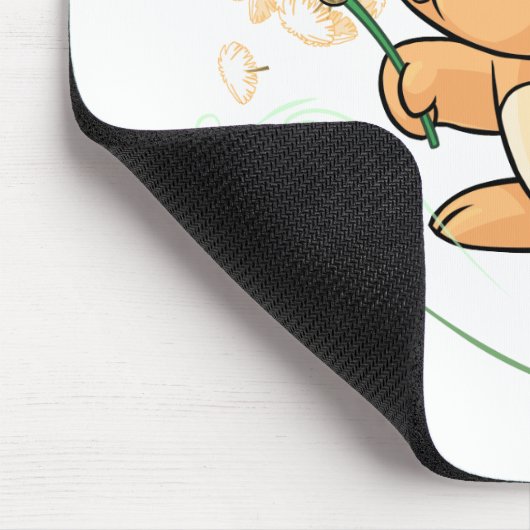 Orange Kacheek, das auf einem Löwenzahn wünscht Mousepad (Ecke)