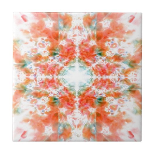 Orange Kaleidoskop Fliese (Vorderseite)