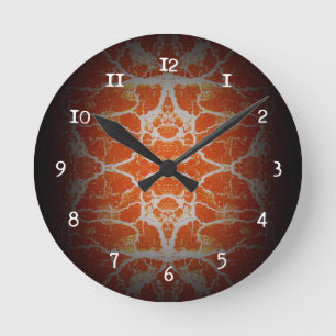 Orange Kaleidoskopmuster Runde Wanduhr