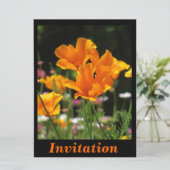 Orange Kalifornien-Mohnblumen Einladung (Stehend Vorderseite)