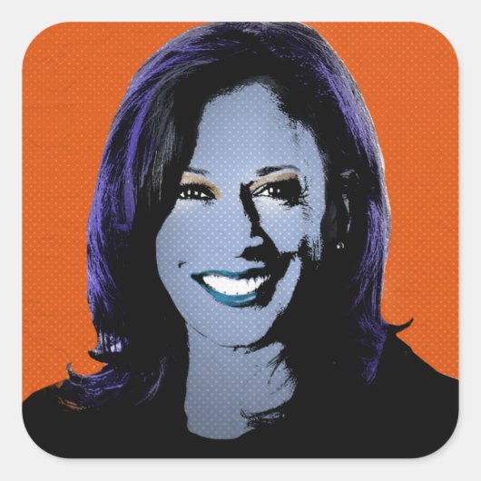 Orange Kamala Harris Pop Art Quadratischer Aufkleber (Vorderseite)