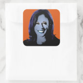 Orange Kamala Harris Pop Art Quadratischer Aufkleber (Tasche)