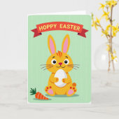Orange Kaninchen Muster Karte (Gelbe Blume)