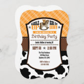 Orange Kariert Cowhide Cowboy Birthday Einladung (Vorne/Hinten)