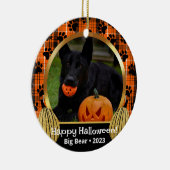 Orange Kariert Fall Foto Custom Haustier Ornament (Rechts)