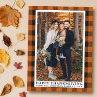Orange Kariert Family Foto Happy Thanksgiving