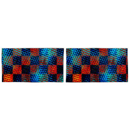 Orange kariert fast rot, blau und Imitate schmutzi Kissenbezug