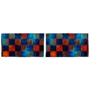 Orange kariert fast rot, blau und Imitate schmutzi Kissenbezug