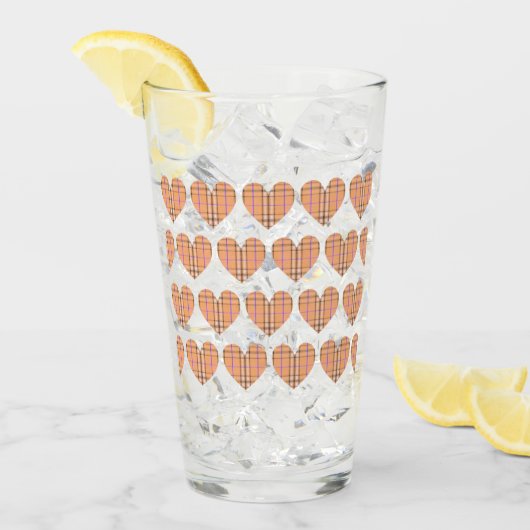 Orange Kariert Flannel Herz Glas (Vorderseite Ice)