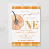 Orange Kariert macht unser kleiner Kürbis einen Einladung (Vorderseite)