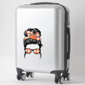 Orange Kariert mit Pumpkin Bandana Messy bun Aufkleber (Koffer)