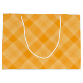 ORANGE KARIERT PATTER MIT ORANGE-BLUME GROßE GESCHENKTÜTE (Rückseite)