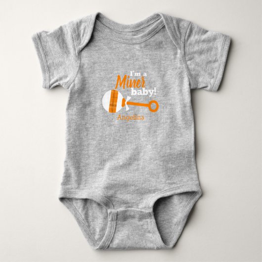 Orange Kariert Rattle Miner Baby Bodysuit Baby Strampler (Vorderseite)