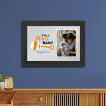 Orange Kariert Rattle Miner Baby Foto Poster