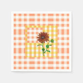 Orange Kariert Sunflower Napkin Serviette (Vorderseite)