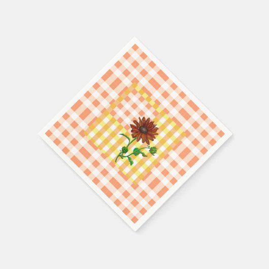 Orange Kariert Sunflower Napkin Serviette (Ecke)