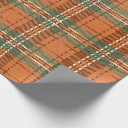 Orange Kariert Tartan Mix Geschenkpapier (Ecke)