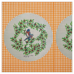 Orange kariert Western Bluebird Fabric Stoff