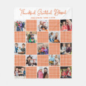 Orange Karierte Personalisierte Familie 13 FotoCol Fleecedecke (Vorderseite)