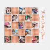 Orange Karierte Personalisierte Familie 13 FotoCol Fleecedecke (Vorderseite (Horizontal))