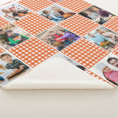 Orange Karierte Personalisierte Familie 13 FotoCol Sherpadecke (3/4)