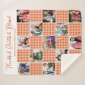 Orange Karierte Personalisierte Familie 13 FotoCol Sherpadecke (Vorderseite (Horizontal))