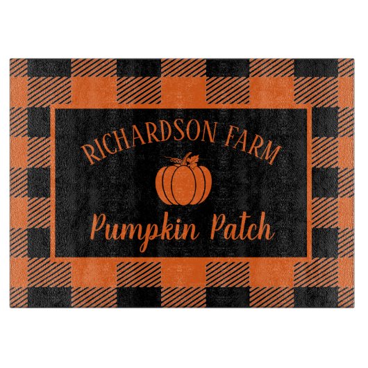 Orange Karierte Pumpkin-Patchkin Schneidebrett (Vorderseite)