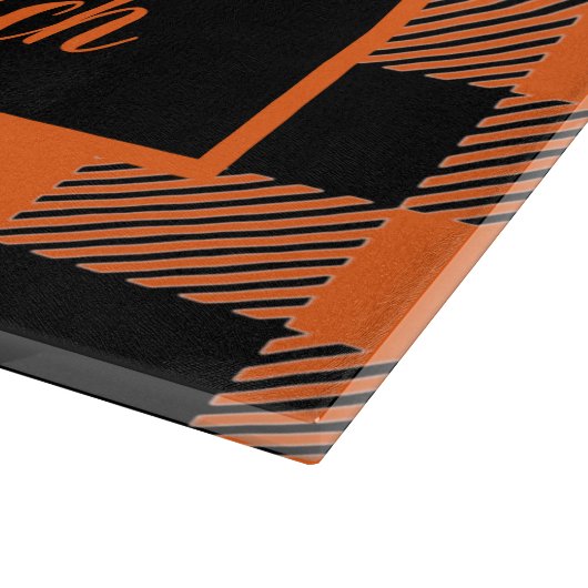 Orange Karierte Pumpkin-Patchkin Schneidebrett (Ecke)