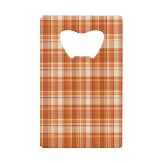 Orange kariertes kreditkartenflaschenöffner (Vorderseite)