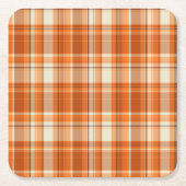 Orange kariertes rechteckiger pappuntersetzer (Vorderseite)
