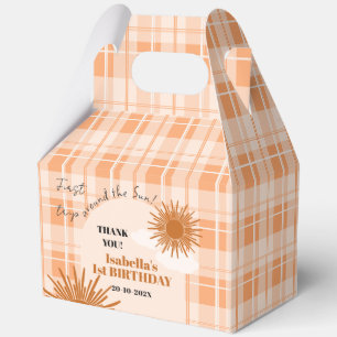 Orange Karo Erste Reise um die Sonne Geburtstag Geschenkschachtel