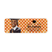 Orange Karo individuell Foto Absolvent Rücksendead (Vorne)
