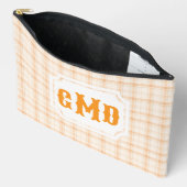 Orange Karo | Monogramm Zubehörtasche (Offen)